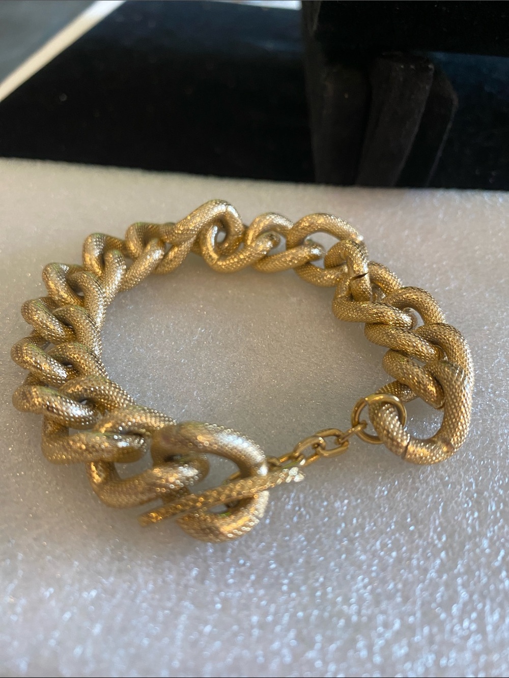 Textured Gold-Tone Chunky Link Bracelet